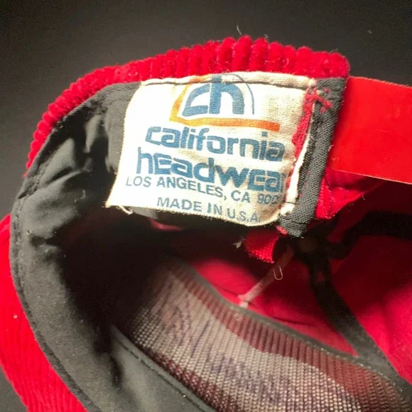 VTG 70s Squaw Valley Hat Snapback Red Corduroy California Headwear Skiwear USA
